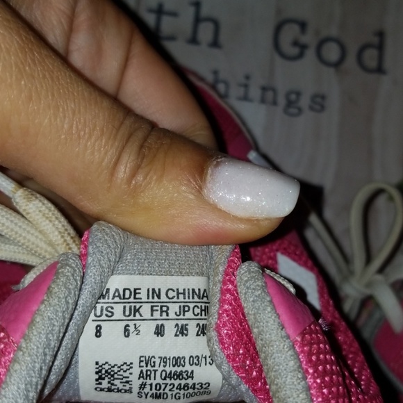 Pink& White Adidas, Sz 8 - Picture 5 of 5